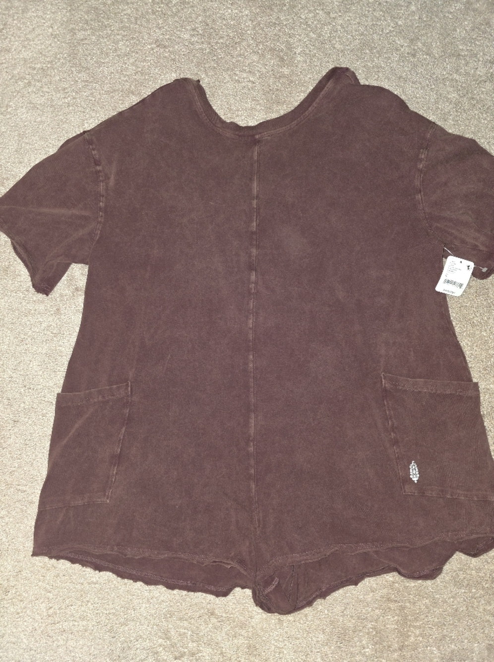 NWT Free People Hot Shot Tee Romper Size Small in Dark Espresso